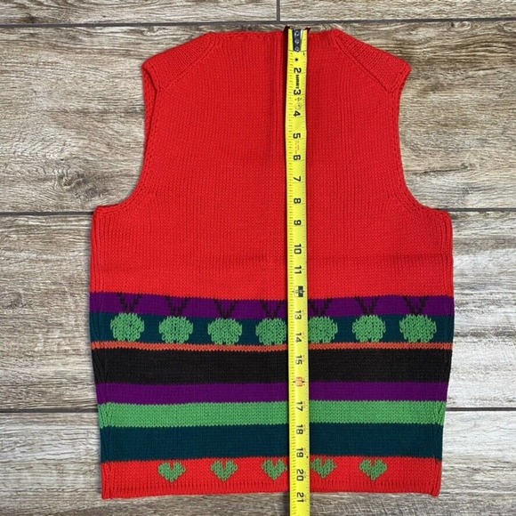Red Apple Print Sweater Vest Size M Granny - Picture 6 of 7